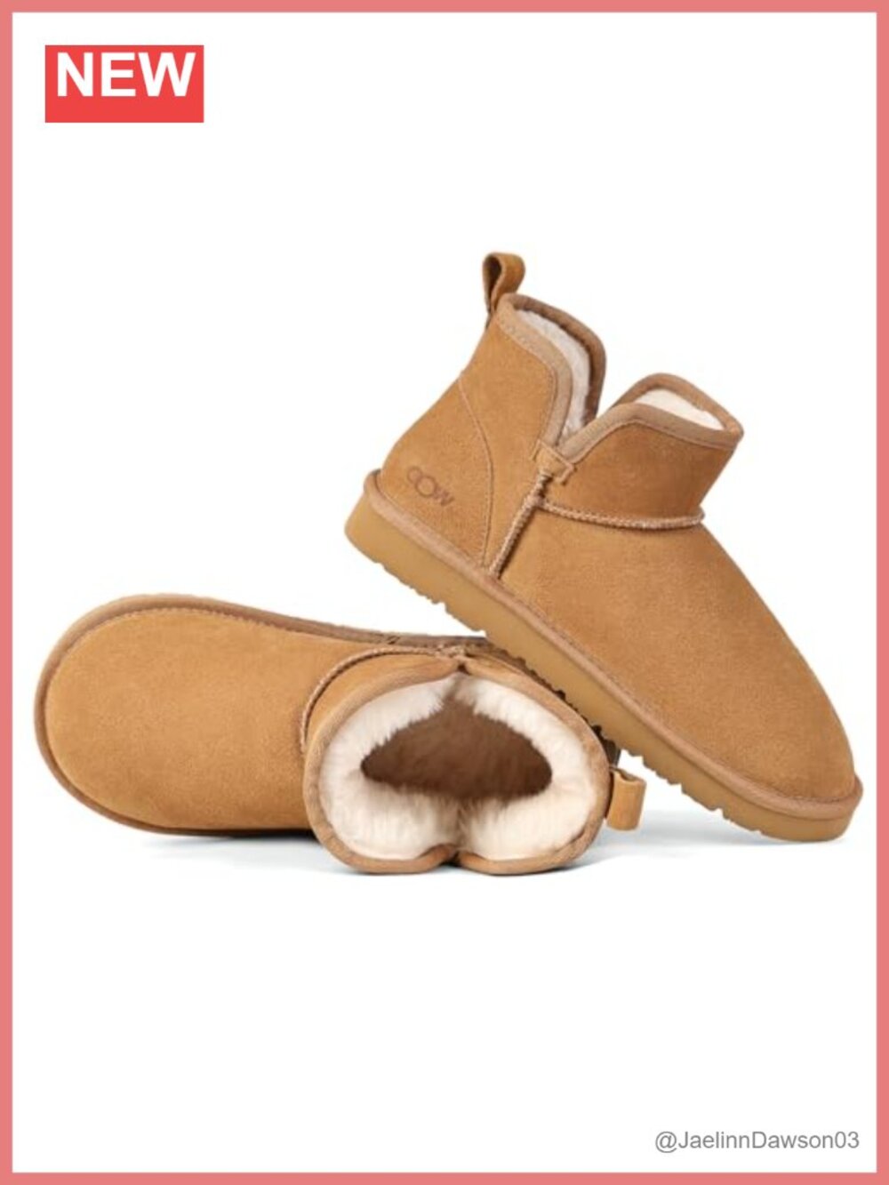 Genuine Suede Ankle Boots Faux Fur Lined Slip On Winter Snow